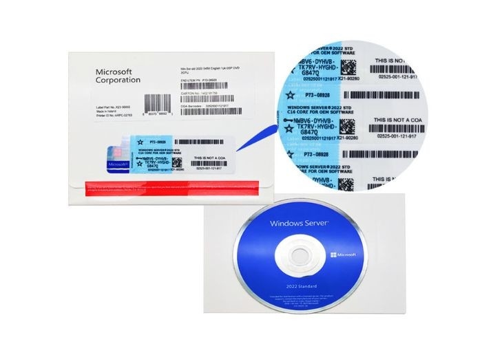 16 pedazo auténtico del OEM del estándar del servidor 2022 de Microsoft Windows del DVD de la base 64