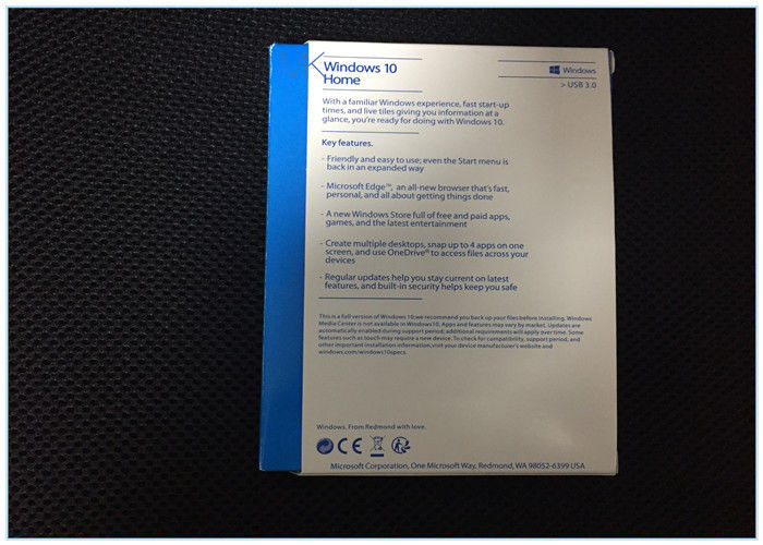 Software de Microsoft Windows, versión completa casera 32 de Windows 10 y caja 64-bit de la venta al por menor de memoria USB