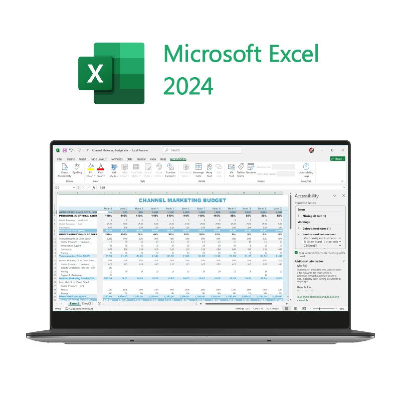 Microsoft Office 2024 PC/Mac Bind para el hogar y la empresa Lleva tu trabajo al siguiente nivel